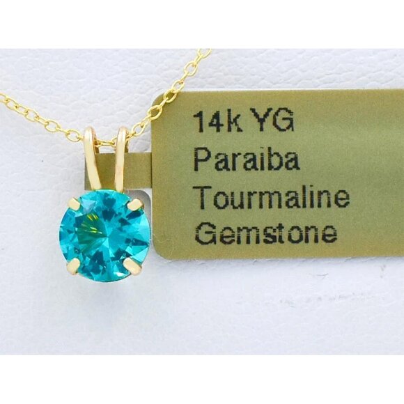 Genuine 0.82 Cts Paraiba Tourmaline Pendant Solid 14k Gold
